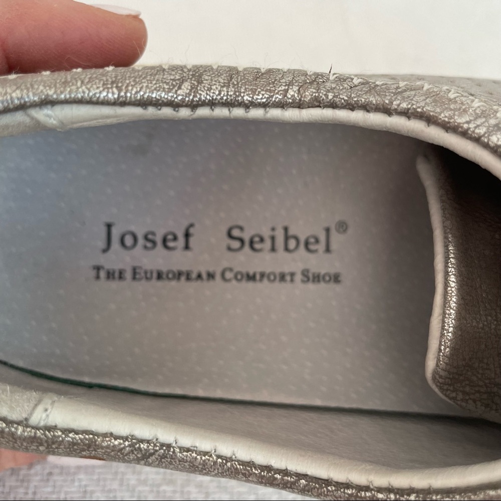 Josef Seibel Leather Metallic Caspian Sneakers 7 - Picture 9 of 13